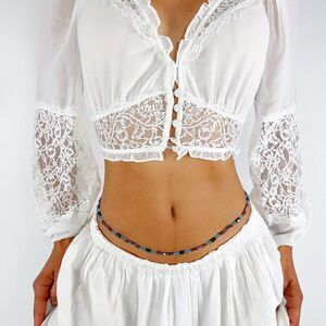 Blue Floral Magnetic Waist Beads - Bohemian Fairycore Earthy Belly Waist Chain